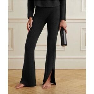 Le ORE ribbed knit flare leg Elegant Black Women's Pants